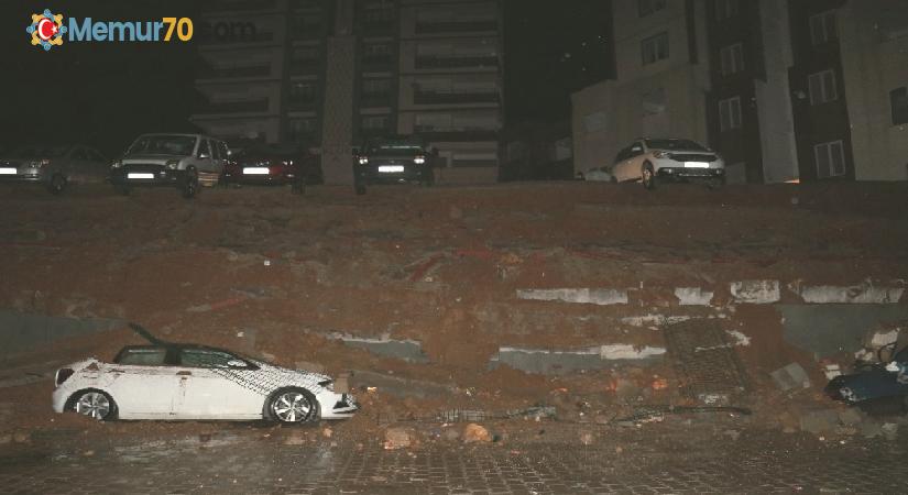 Kahramanmaraş’ta istinat duvarı çöktü: 3 araç zarar gördü