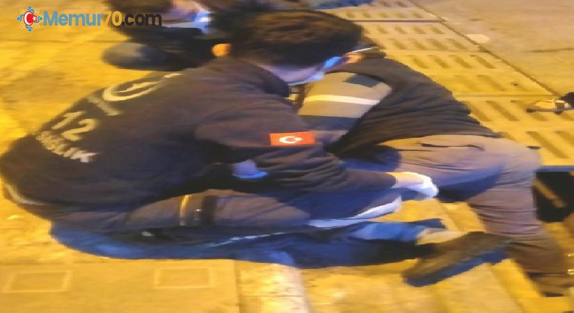 Rögara düşen adam ayağından yaralandı