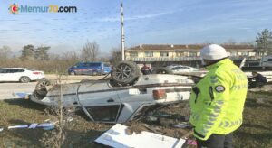 Balık tutmaya giden sürücünün aracı takla attı: 2 yaralı