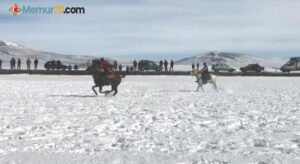 Kars’ta kar üzerinde cirit coşkusu