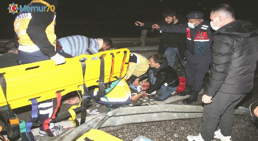 Şarampole devrilen tırın kupası ikiye bölündü: 2 yaralı