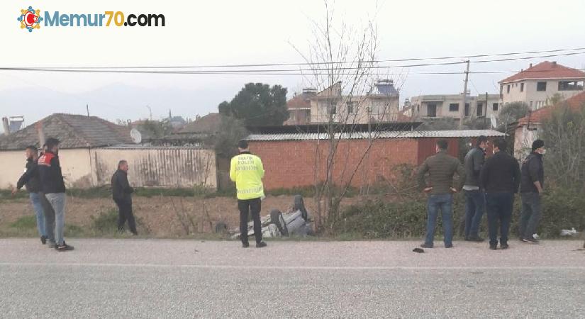 Taklalar atan araçtan sağ kurtuldular