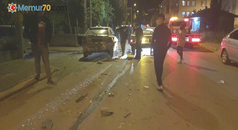 Bucak’ta drift yapan sürücü park halindeki araca çarptı