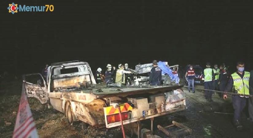 Çekici ile kamyonet çarpıştı, 2 kişi yanarak hayatını kaybetti