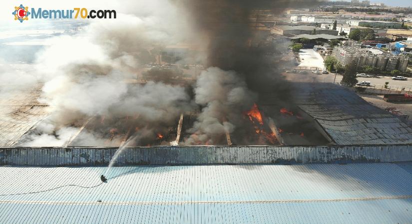 Alevlere teslim olan fabrika havadan görüntülendi
