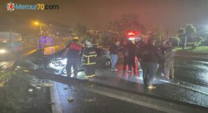 Yağmurda kayganlaşan yol kazaya neden oldu: 2 yaralı