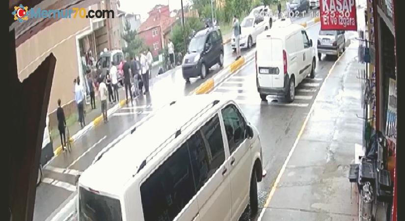 17 yaşındaki ehliyetsiz sürücü önce yayaya sonra dükkana çarptı