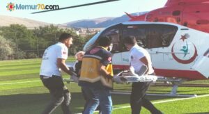 Kalp krizi geçiren yaşlı adamın imdadına hava ambulansı yetişti