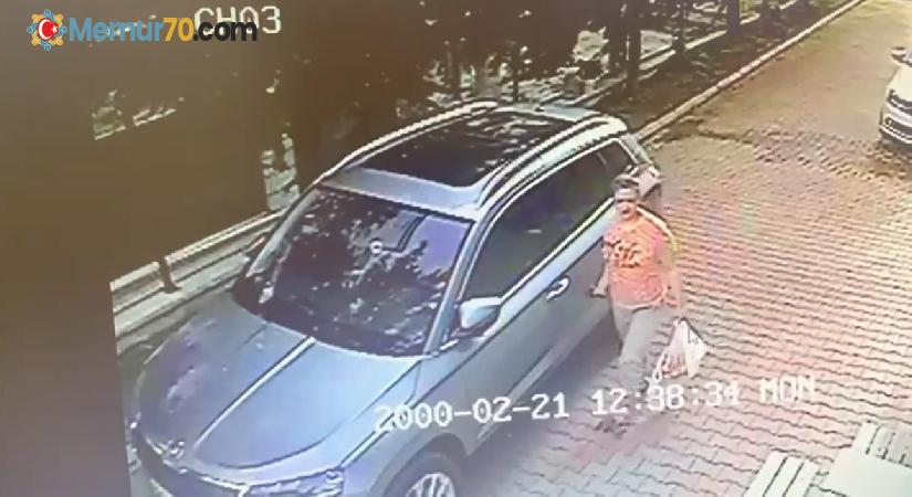 Komşusunun sıfır otomobilini çizerken güvenlik kamerasına yakalandı