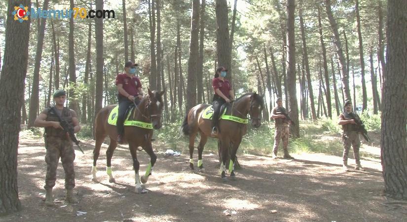 Maltepe’de orman yangınlarına karşı helikopter destekli ve atlı denetim