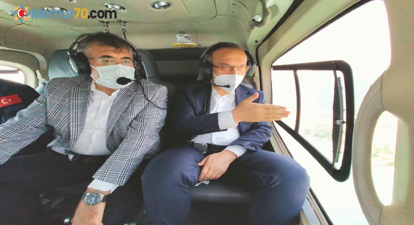 Vali ve emniyet müdürü helikopterle TEM’deki bayram trafiğini denetledi