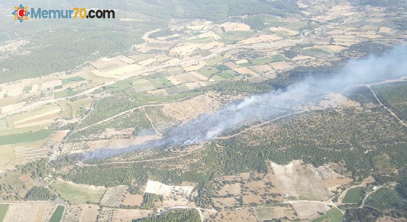 Bergama’da ağaçlandırma sahasında çıkan yangın kontrol altında