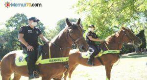 Atlı polislerden Maçka Parkı’nda korona virüs denetimi