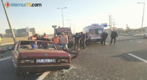 Hurdaya dönen araçtan sağ çıktı