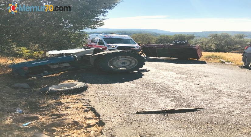 Manisa’da devrilen traktördeki 2 kişi yaralandı