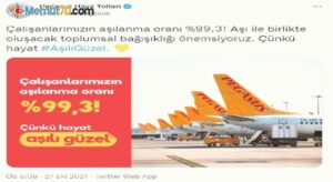 Pegasus çalışanlarının yüzde 99,3’ü aşılandı