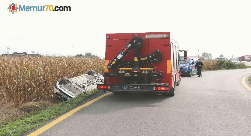 Takla atan lüks otomobilden burnu bile kanamadan çıktı