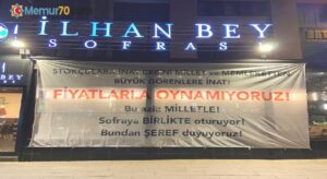 Ankara’da restoran işletmecisinden fahiş fiyat uygulayan ve stokçuluk yapanlara pankartlı tepki
