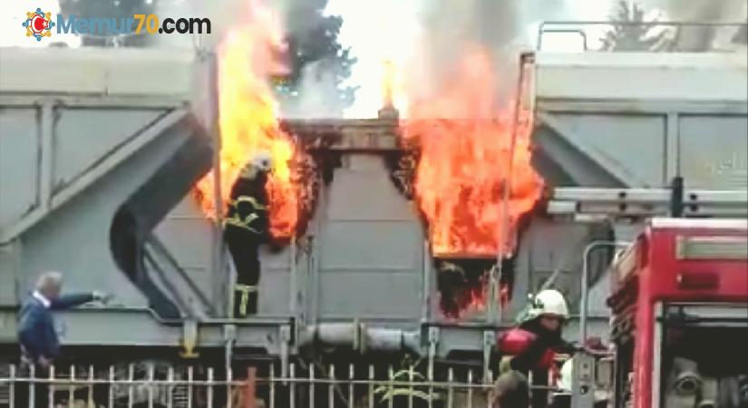 Gaziantep’te TCDD personellerine ait vagonlar yandı