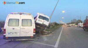 Samsun’da iki minibüsün çarpıştığı kazada ilginç görüntü