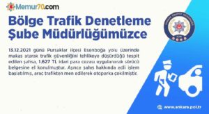 Trafikte makas atan sürücüye bin 627 TL ceza