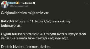 Bakan Pakdemirli’den girişimcilere müjde: “40 milyon euro bütçe ile hibe desteği sağlayacağız”