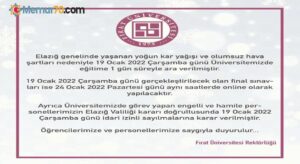 Fırat Üniversitesinde eğitime kar tatili