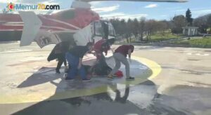 Kalp damarında baloncuk oluşan hastanın yardımına ambulans helikopter yetişti