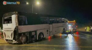 Tuzla Kuzey Marmara Otoyolu’nda yolcu otobüsü devrildi: 2 yaralı