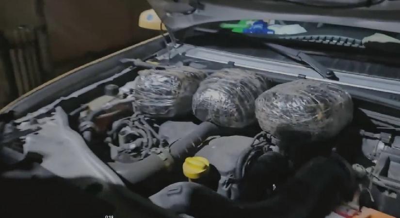 Otomobilin kaputunun altında 3 kilo skunk ele geçirildi