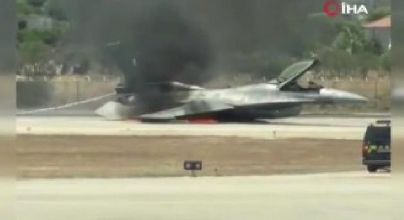 Yunan F-16’sı alev aldı